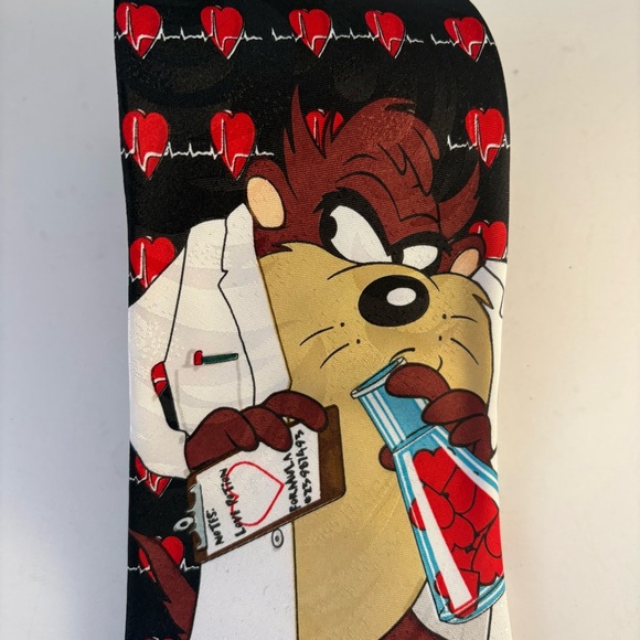 looney tunes Other - Vtg Tasmanian Devil Taz Neck Tie Love Potion Valentine Looney Tunes Hearts 1997